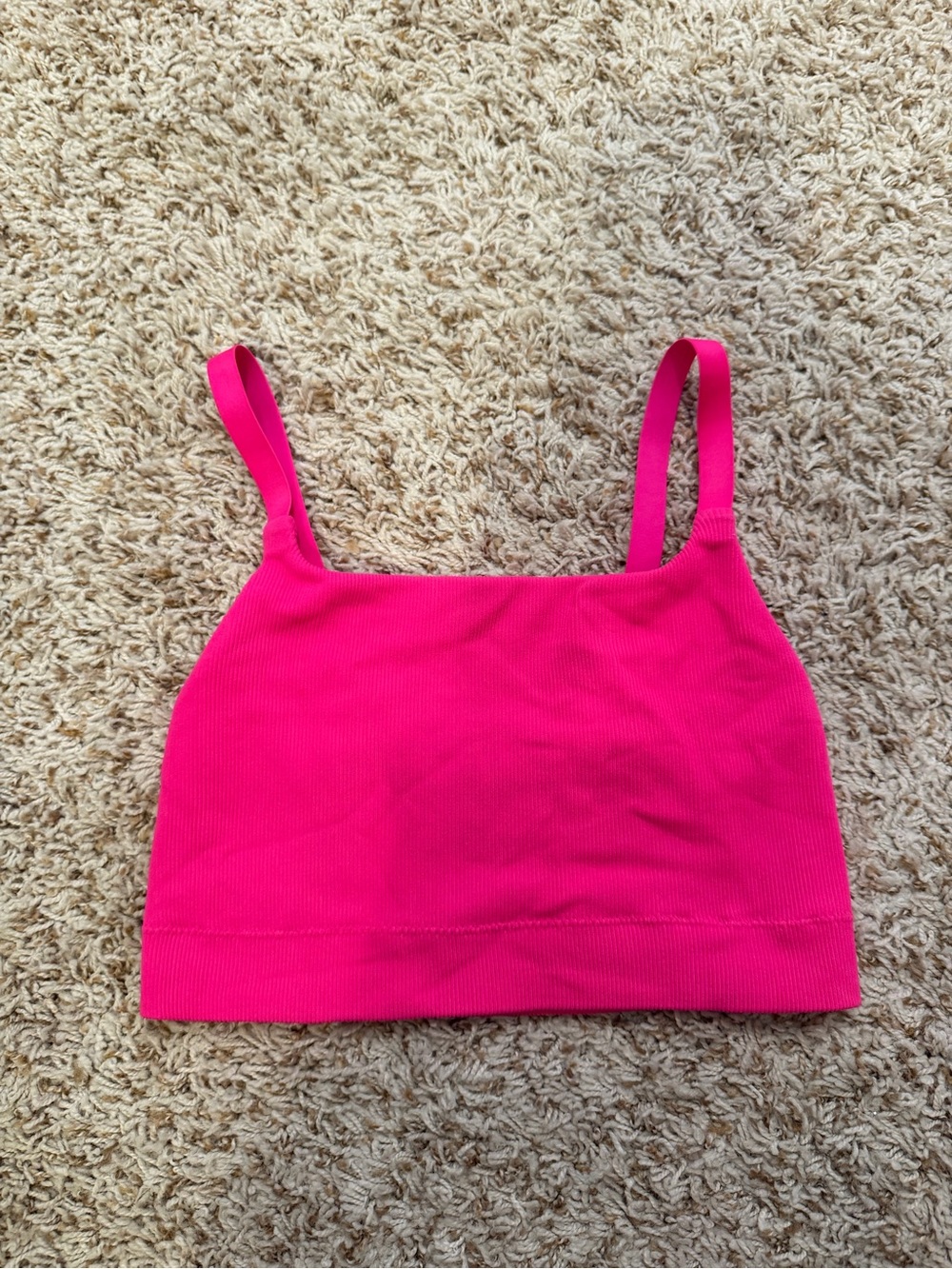 aerie Bright Hot Pink Ribbed Crop Bralette